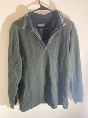 ARROW USA 1851 MEN s SWEATER LONG SLEEVE Green Collar SZ L 1/4 Zip