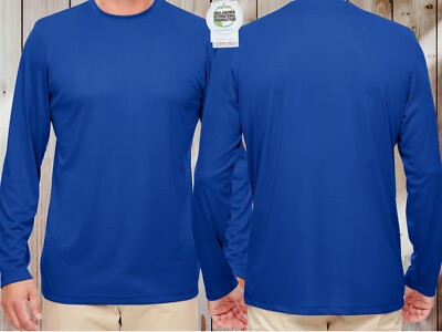 Microfiber Long Sleeve Fishing Shirt Performance Dry Fit  UPF/SPF 50 Royal 