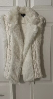Vintage Y2K XOXO White Faux Fur Sweater Vest Womens Large
