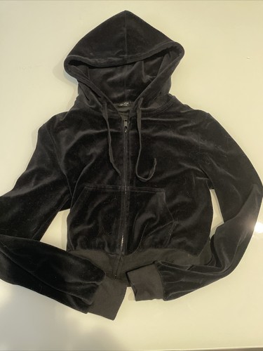 J. Galt Brandy Melville Womens Velvet Velour Track Crop Hoodie Jacket One Size