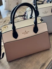 Madison Colorblock Saffiano Leather Satchel Toasted Hazelnut NWT $429 Retail