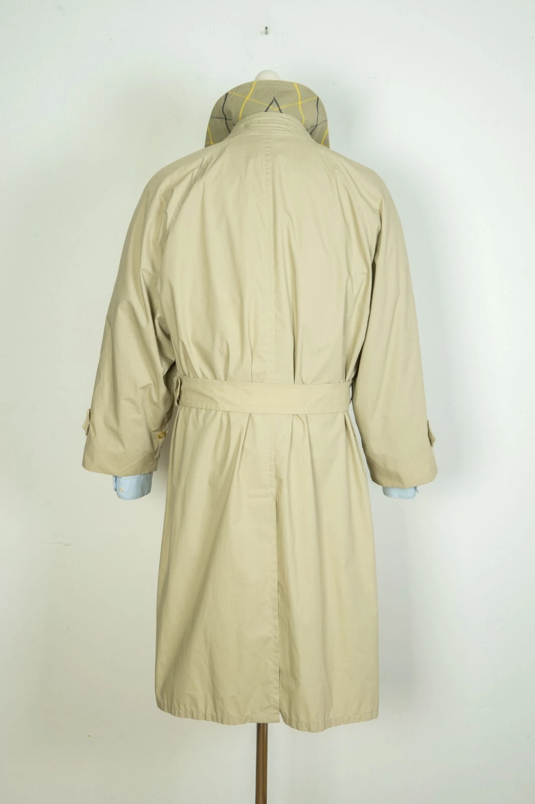 Burberrys Belted Beige/Green Men's Trench Coat Jacket Genuine Superb Size 50 - product detail image 8