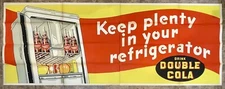 Scarce Vintage Giant  111” X 42” Double Cola Billboard Soda Advertising Poster