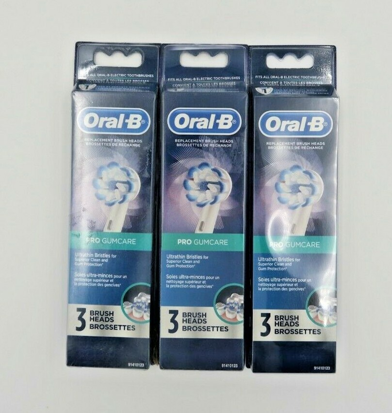 OralB Pro Gumcare 3 Replacement Brush Heads Each 9 Total Heads New