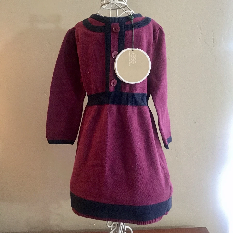 Vestido clásico tejido ciruela EGG BY SUSAN LAZAR para niña pequeña W3CK648T 2T NOS Foto 2 de 4