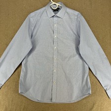 Tommy Hilfiger Slim Fit Stretch Men's Size L White Check Casual Dress Shirt