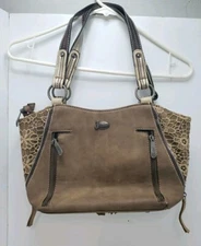 Justin Boot Barn Leather Brown/Tan Tote Bag Purse | 10 x 8 x 4 in