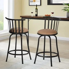 Classic barstools set of 2, country style bar chairs with back and foo