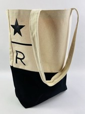 Borsa tote Starbucks Reserve Roastery tela crema nera logo stella fodera arancione