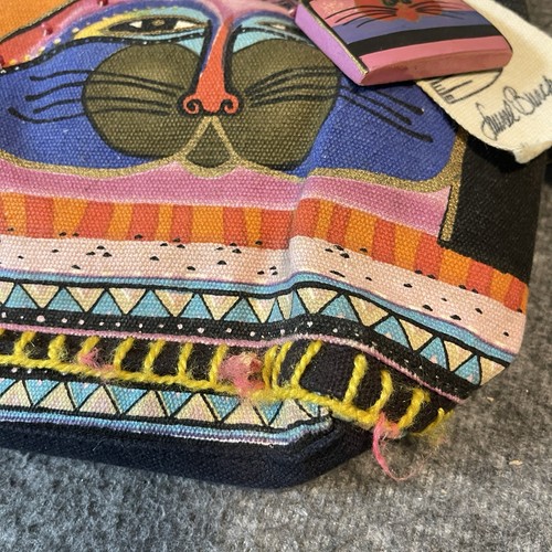 Laurel Burch Feline Friends Cats Cutout Shoulder Purse Black Tote Handbag - Picture 4 of 11