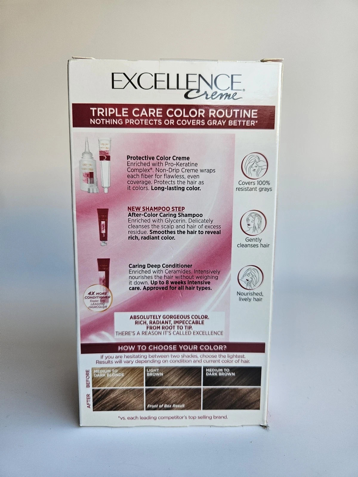 1 BOX L'Oreal Paris Excellence Creme Permanent Hair Color 6G LIGHT GOLDEN BROWN