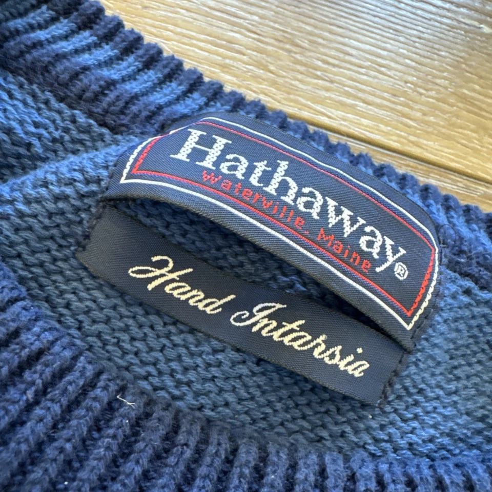 Suéter de Golf De Colección Para Hombres L Hathaway Mano Intarsia Tejido Algodón AOP Preppy Años 80 Foto 3 de 4