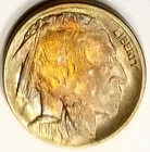 1916-D Rare Date Pristine Gem BU + Rainbow Toned Buffalo Nickel Old Collection
