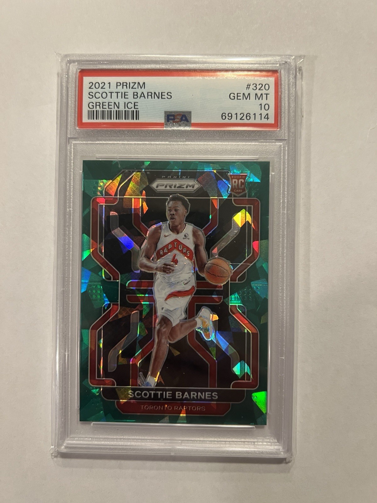 2021-22 Panini Prizm Scottie Barnes Green Ice Rookie RC #320 PSA 10 Raptors