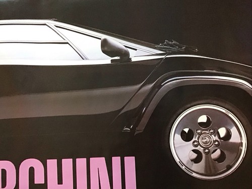 Black Lamborghini Giant Panoramic Door Size 1986 Vintage Rare Poster