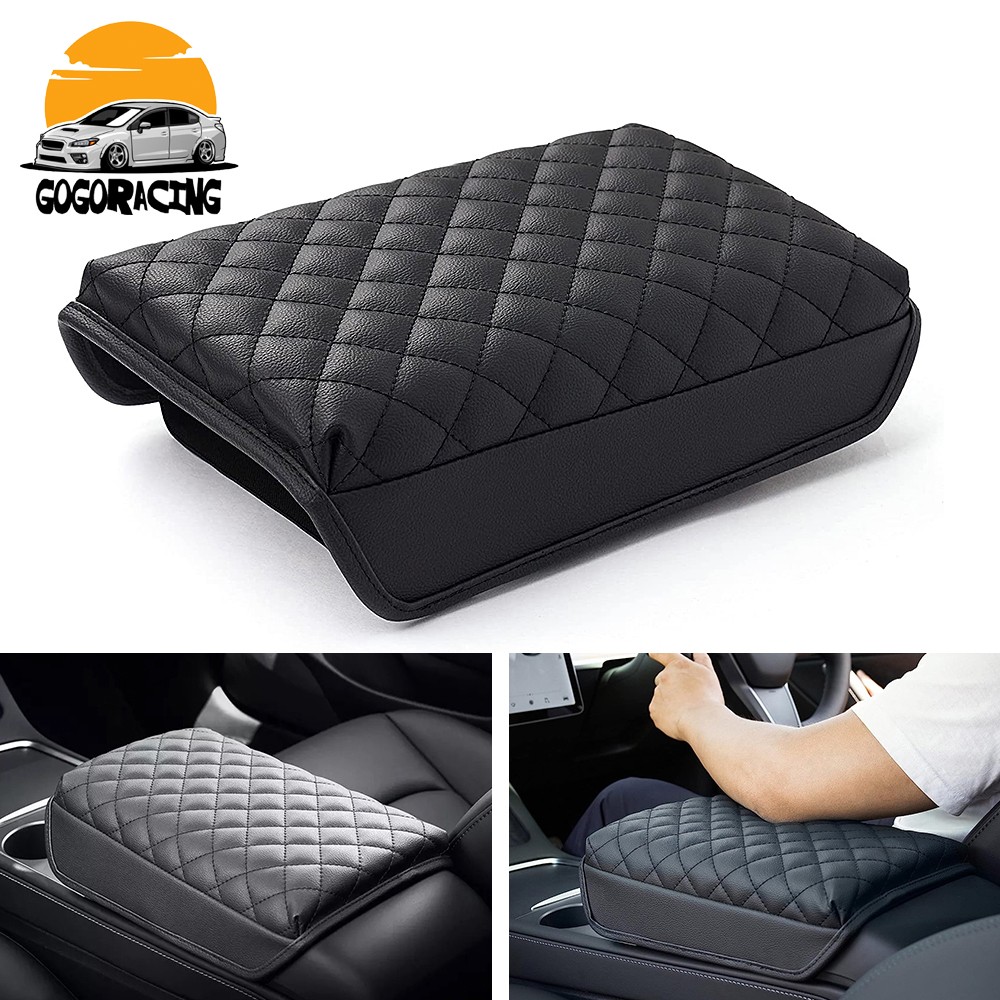 Black Car Armrest Cushion Cover Center Console Lid Box Pad For Tesla Model 3/Y
