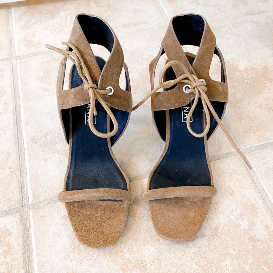 NEW IN BOX Sole Sana Brown Suede Tie Ankle Heel, New in Box, Size 9, MSRP $248 - Image 3 of 4