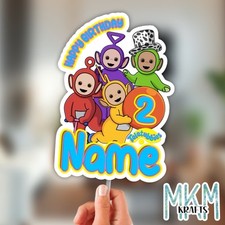 Teletubbies Personalised  STAND UP Card Cake Topper HAPPY BIRTHDAY ANY NAME N4