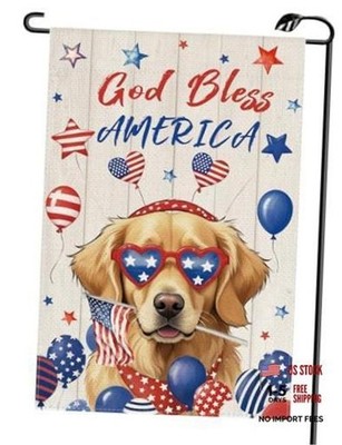 God Bless America Patriotic 4th of July Garden Flag 12x18 Inch multicolor D