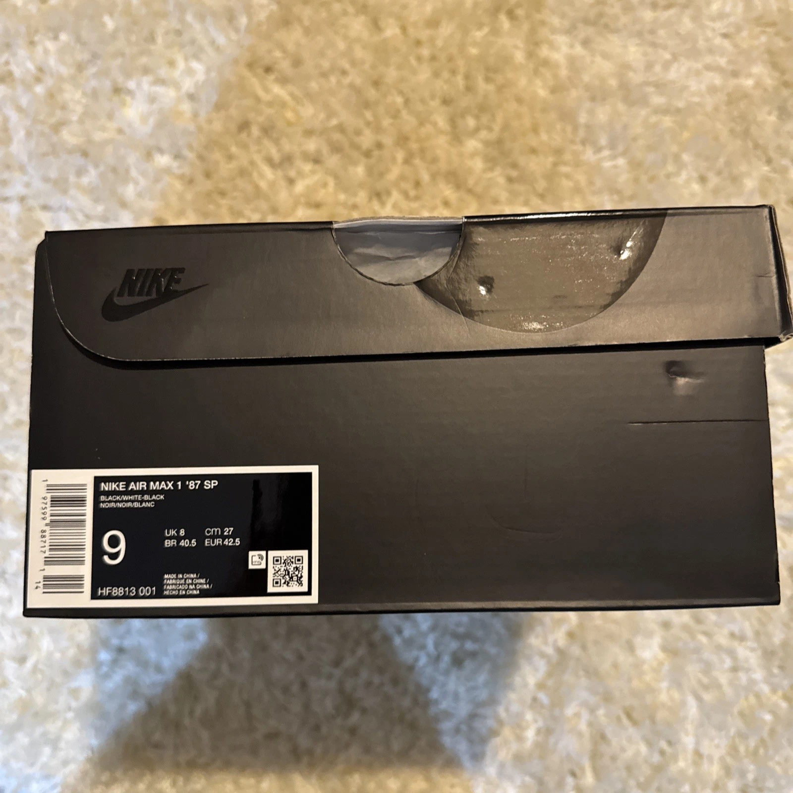 Supreme x Air Max 1 Noir   Taille UK 8 / US 9