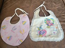 Lot 2 Vintage 70 80s Terry Cloth Baby Bibs Ti...