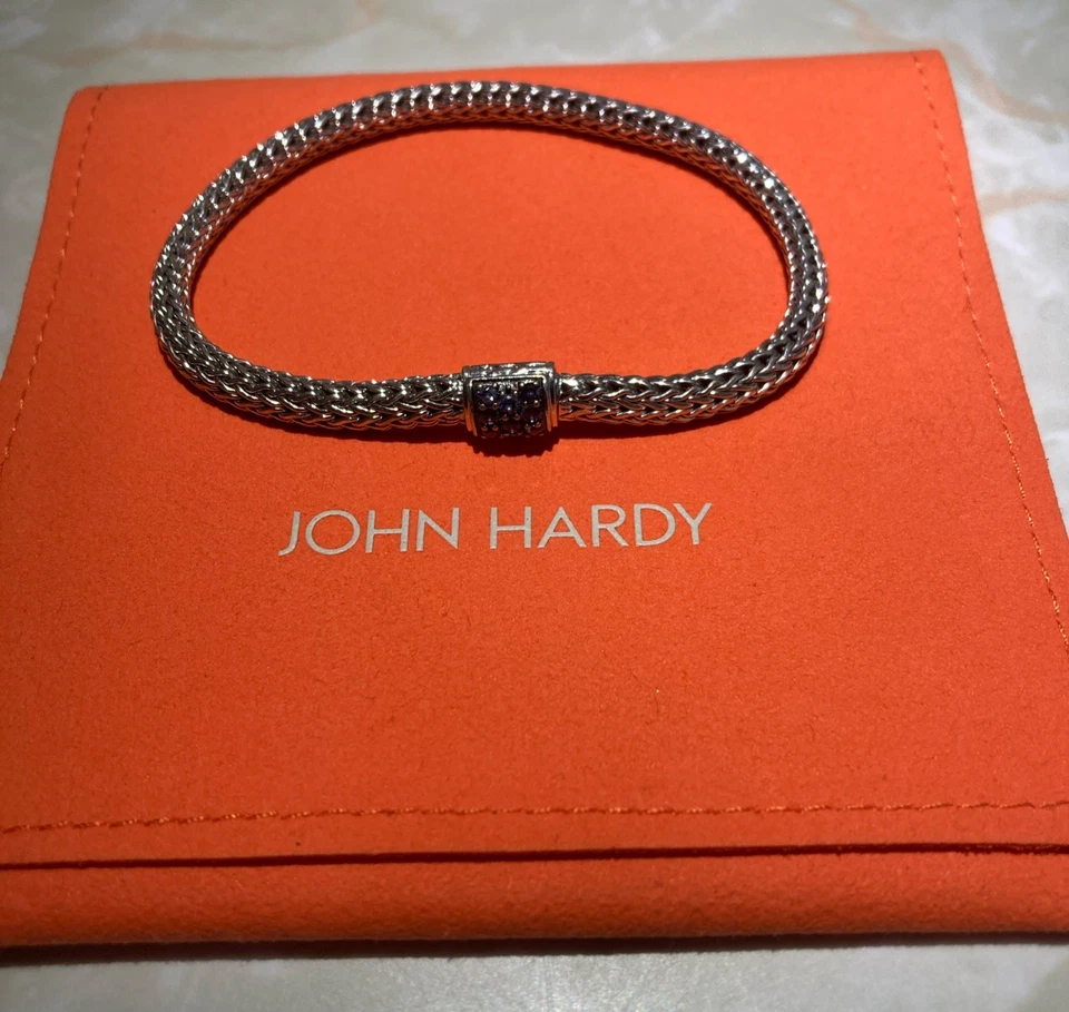 Pulsera John Hardy Icon, plata de ley, piedras preciosas, zafiro azul de 5 mm Foto 3 de 4