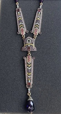 Heidi Daus - Purple Art Deco Medallion - New With Tags -Beautiful Necklace