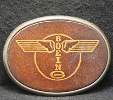 XA01142 GOOD VINTAGE 1970s BOEING AIRPLANE AIRCRAFT COMPANY MENS BELT BUCKLE