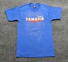 Vintage 90s Screen Stars Single- Stitch Blue T Shirt Art Yamaha Dennys M Faded