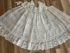 Antique 19c Brussels Princess Lace Hand Made Tambour Christening Gown Dress EXCL
