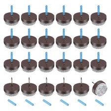 24Pcs Nail-on Felt Furniture Pads Round Furniture Sliders 22mm, Brown