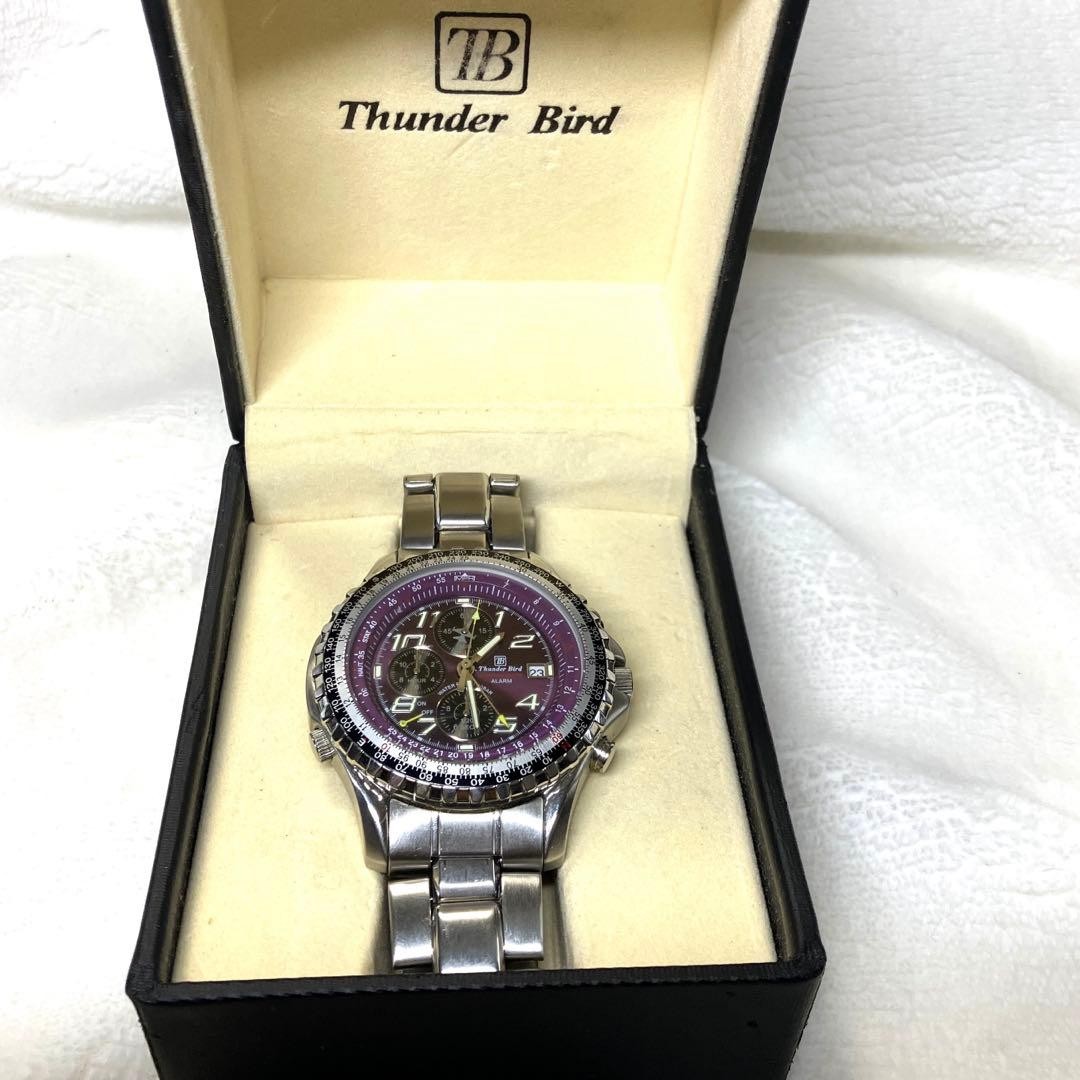Citizen Thunderbird Pilot Chronograph Alarm Purple Stainless Used