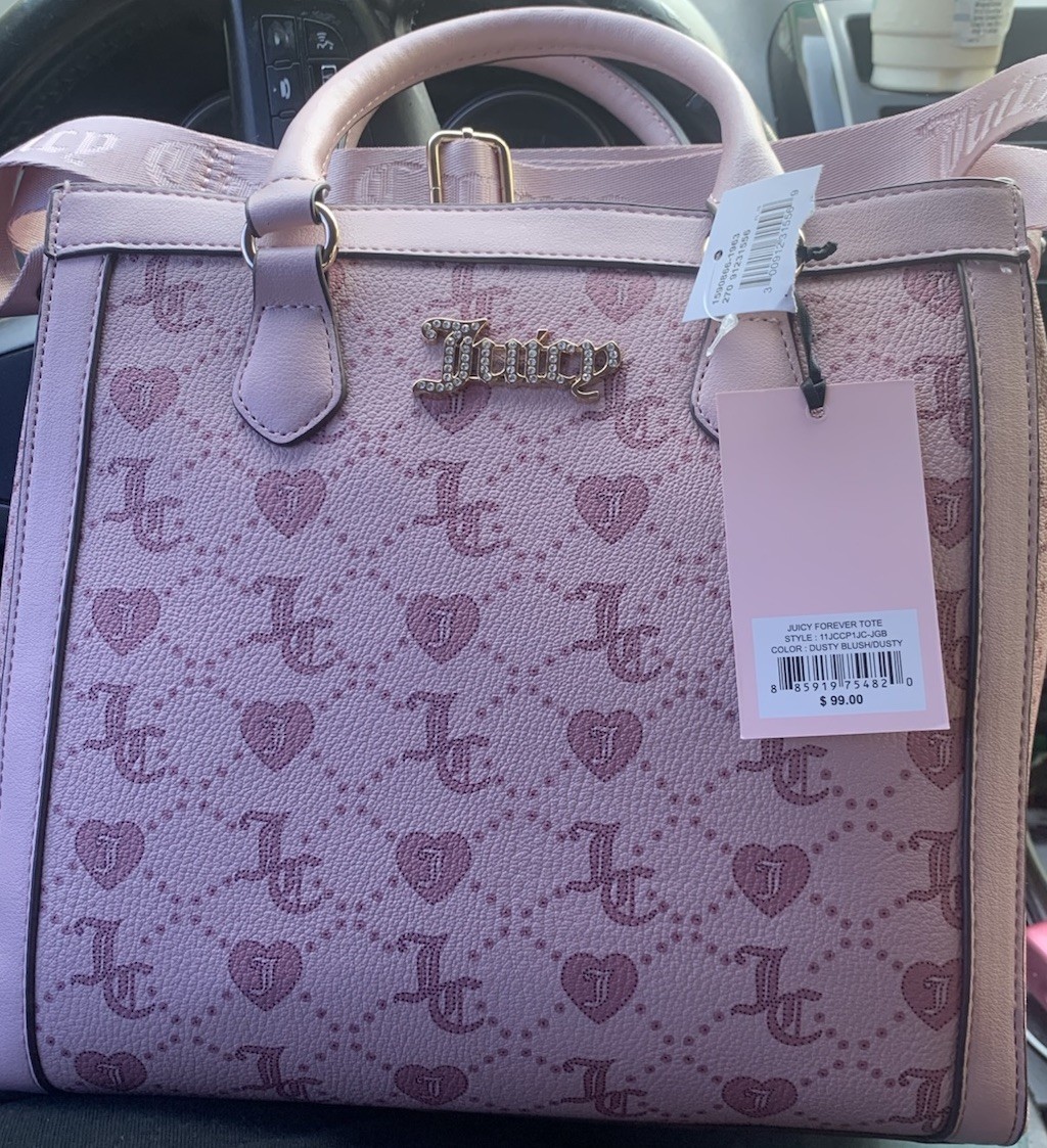 Juicy Couture Pink Tote Bag with Logo, Embroidered Accents