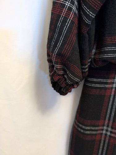 Abito Donna Karan nuovo con etichette 4 nero rosso bianco righe plaid manica 3/4 cerniera prezzo al dettaglio consigliato dal produttore $158 - Foto 4 di 13