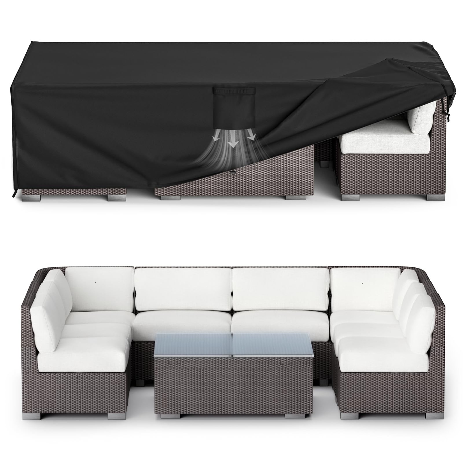 Outdoor Sectional Sofa Cover 108"x82"x28" Heavy Duty Patio Furniture US