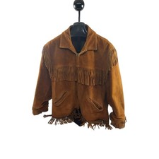 vintage 1960s handcrafted FRINGE western jacket leather SPLIT-SUEDE cowhide