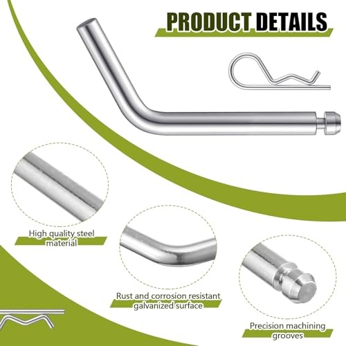 10 Pack Replacement 5th Wheel Pins & Clips, 1/2-inch Diameter Galvanized Pin  - Picture 4 of 7