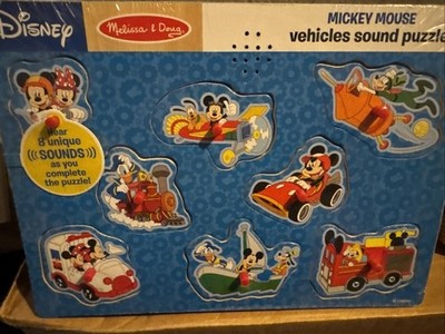 NEW MELISSA & DOUG DISNEY MICKEY MOUSE VEHICLES SOUND PUZZLE B3