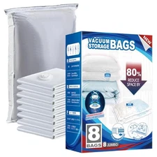  8 Pack Vacuum Storage Bags, Jumbo Vacuum Seal Bags for Clothing (40x31 Inch), 