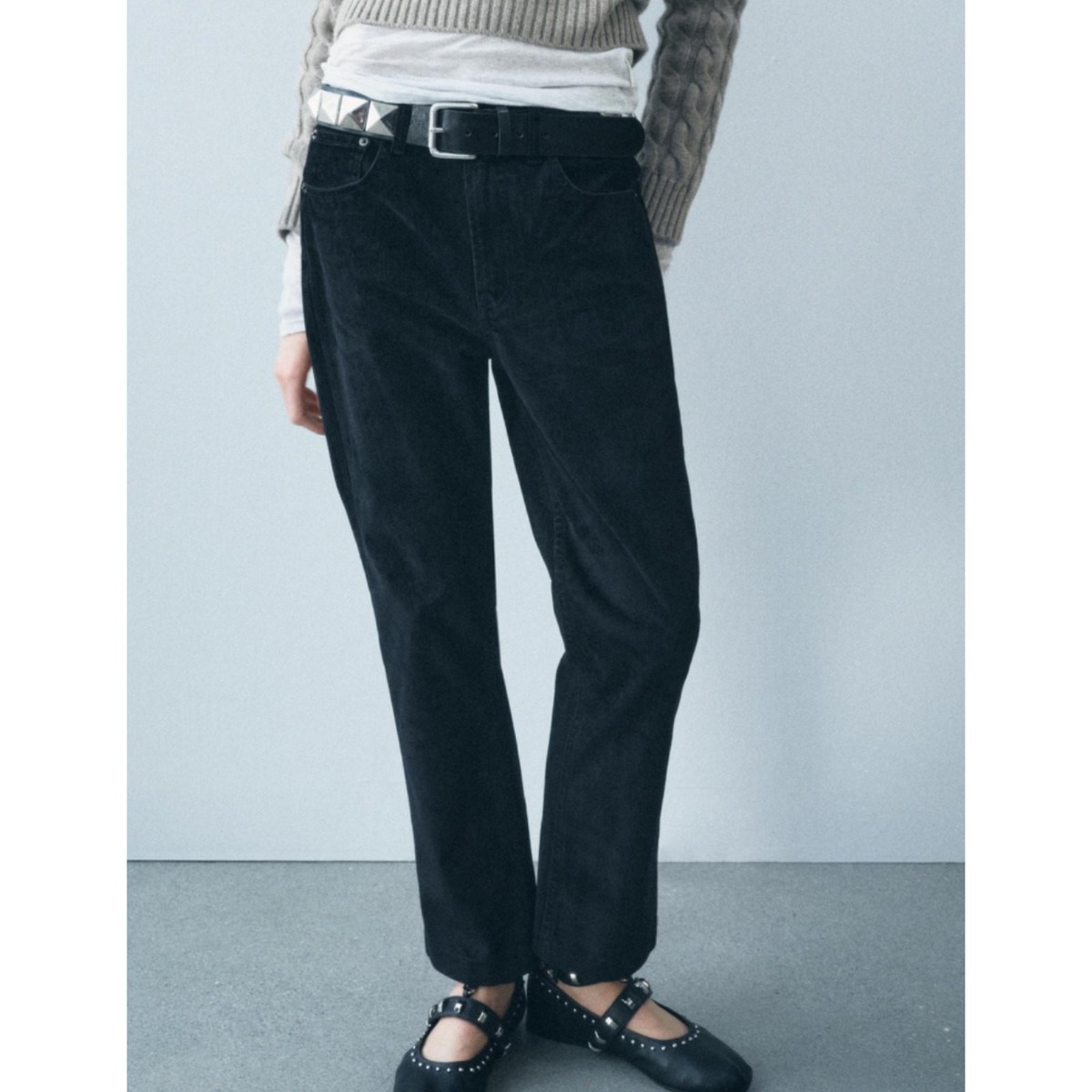 【ZARA】ZW COLLECTION BOOTCUT CROPPED デニムパンツ Nwt-Zara ZW COLLECTION HIGH WAIST CROPPED BOOTCUT FLOCKED