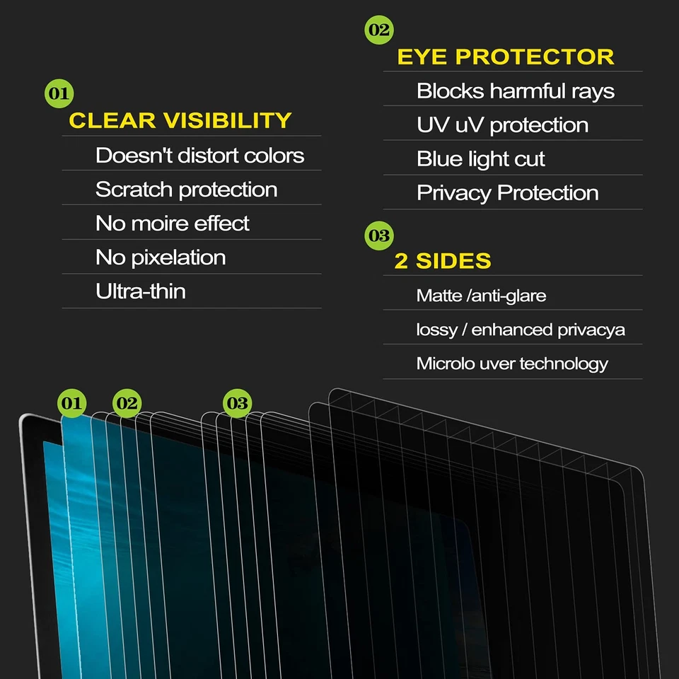 11.6 Inch Laptop Privacy Screen for 16:9 Aspect Ratio - Anti-Glare, Blue Ligh... - Image 3 of 4