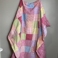 Bloomingdales Duvet Cover Twin Patchwork Floral Plaid Buttons 100 Cotton Revers