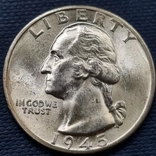 1945 D Washington Quarter 25c Silver BU UNC GEM Brilliant Uncirculated #97191