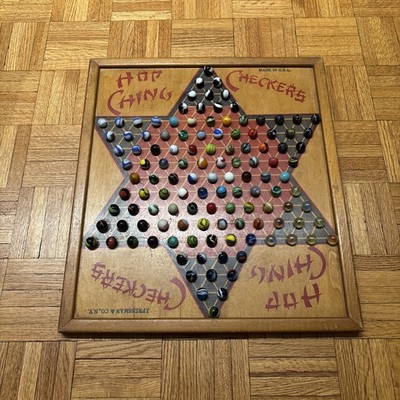 Vintage J. Pressman & Co. Chinese Check Board Marbles Game Display - 18 x 16 
