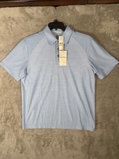 Tommy Bahama Polo Shirt Palm Coast Pro Performance Vacation Blue SS New Medium M