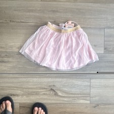 Epic Threads Girls Size 6X Pink Tulle Tutu Skirt Gold Glitter Waist Pull-On