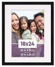 18x24 Frame Black With White Picture Mat For 18x24 Photo - Black 22x28 Frame To
