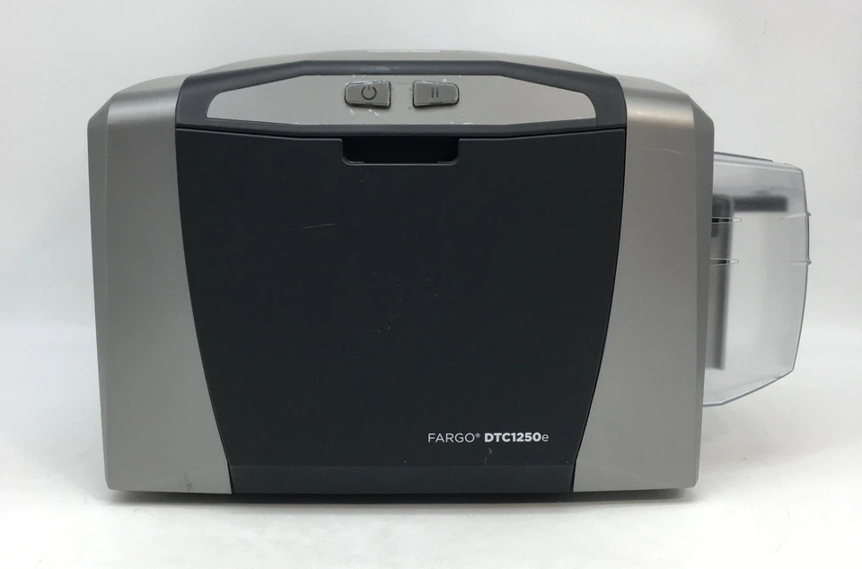 HID Fargo DTC1250e ID Card Printer Single Sided USB Tested Working w/Adapter - Image 3 of 4