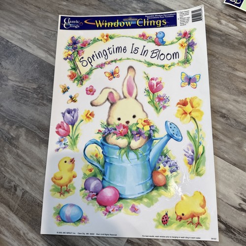 Vintage 8 Pages Classic Window Clings VTG Easter Valentines Holiday Static NOS - Picture 7 of 14