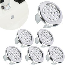6 Pack Sink Overflow Ring, Bathroom Ring Cover, Plastic Silver